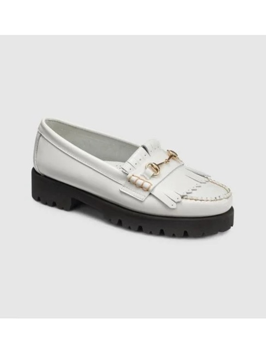 Weejuns Shoes - White LIANNA BIT KILTIE LUG Fringe Loafer with Lug Sole and Gold Hardware